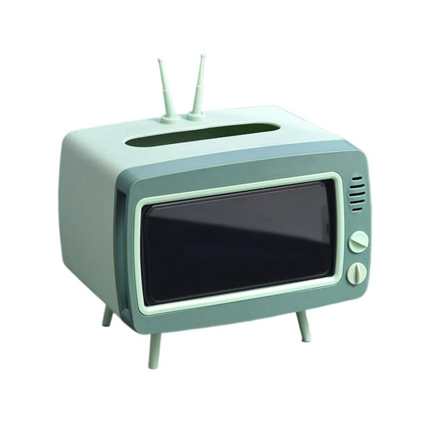 FUYPSE 2026 New Arrivals Fun Cute TV Tissue Box Holder,Multi Functional Square Tissue Box Cell Phone Holder for All Smartphone Toilet Paper Napkin Box Desktop Decoration for Room Bathroom Kitchen