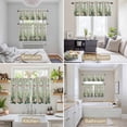 thumbnail image 6 of Butterfly Flowers Kitchen Curtains Sets for Windows 24 Inch Length, Vintage Stained Glass Green Spring Rod Pocket Window Treatments Tier Curtains and Valances Set for Bedroom/Bathroom, 6 of 8