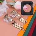 thumbnail image 2 of For Apple Watch Series 3/2/1 38mm Shiny Rhinestones Hollow Replace Strap+Black Watch Protective Case, 2 of 3