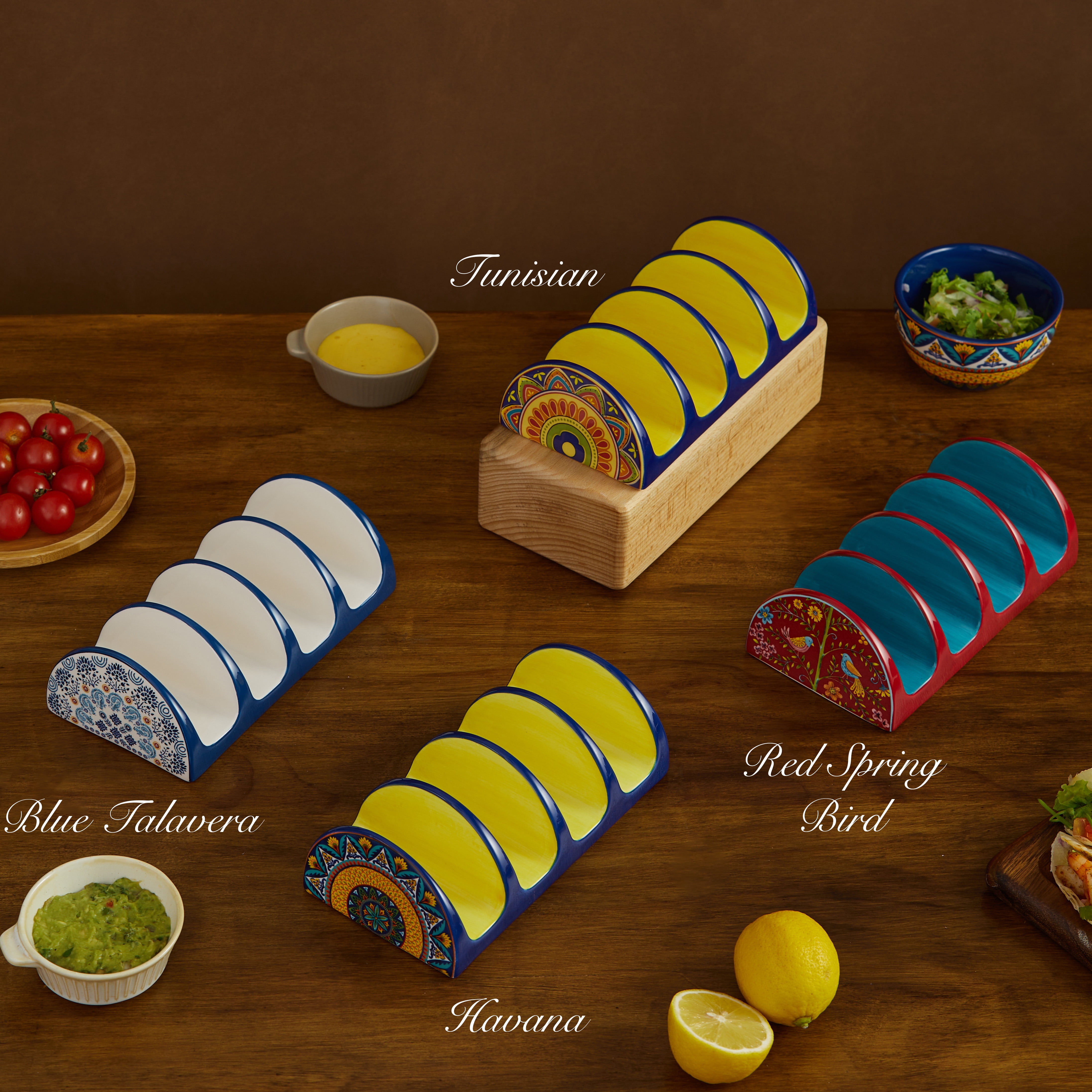 Bico Tunisian Ceramic Taco Holder, Taco Stand Rack Tray, Microwave