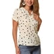 thumbnail image 4 of Blusa de puntos impresa de mujer INSPIRE CHIC, con cuello en V y mangas cortas, top para el trabajo, M Negro-Apricot, 4 of 6