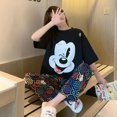 thumbnail image 3 of Disney-Conjunto de 2 piezas de pijama de Mickey Mouse para mujer, camisa de manga corta y pantalones gráficos, ropa de noche suave para mujer, novedad de verano, 3 of 4