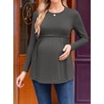 thumbnail image 2 of Weardear 3 Pack Womens Maternity Tops Pleated Long Sleeve Pregnancy Shirts Regular Fit Tunic Casual Maternity Clothes, 2 of 6