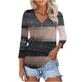 thumbnail image 2 of LYXSSBYX V Neck T Shirts for Women Women's Fashion V-Neck Button Printed Casual Top with 3/4 Sleeve T-Shirt Top, 2 of 8