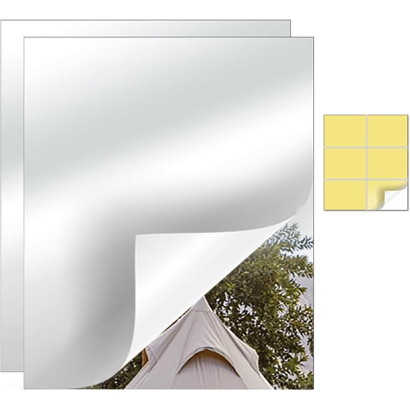 12 Pcs Self Adhesive Acrylic Mirror Tiles,10 x 15cm/4" x 6" Frameless Mirror Tiles,Flexible Mirror Sheets Non-Glass Mirror Stickers Rectangular Small Mirror Plates Trays for Home Walls Decor