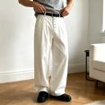 thumbnail image 2 of Mens Straight Leg Jeans with Double Pleats Relaxed Fit Casual Wide Leg Trousers, 2 of 6