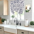 thumbnail image 6 of Pastoral Flowers Tie Up Curtain 63 Inches Long, Lake Blue Flower Vintage Linen Texture Balloon Style Kitchen Window Curtain Over Sink, Small Window Rod Pocket Curtain 46"x63", 6 of 9
