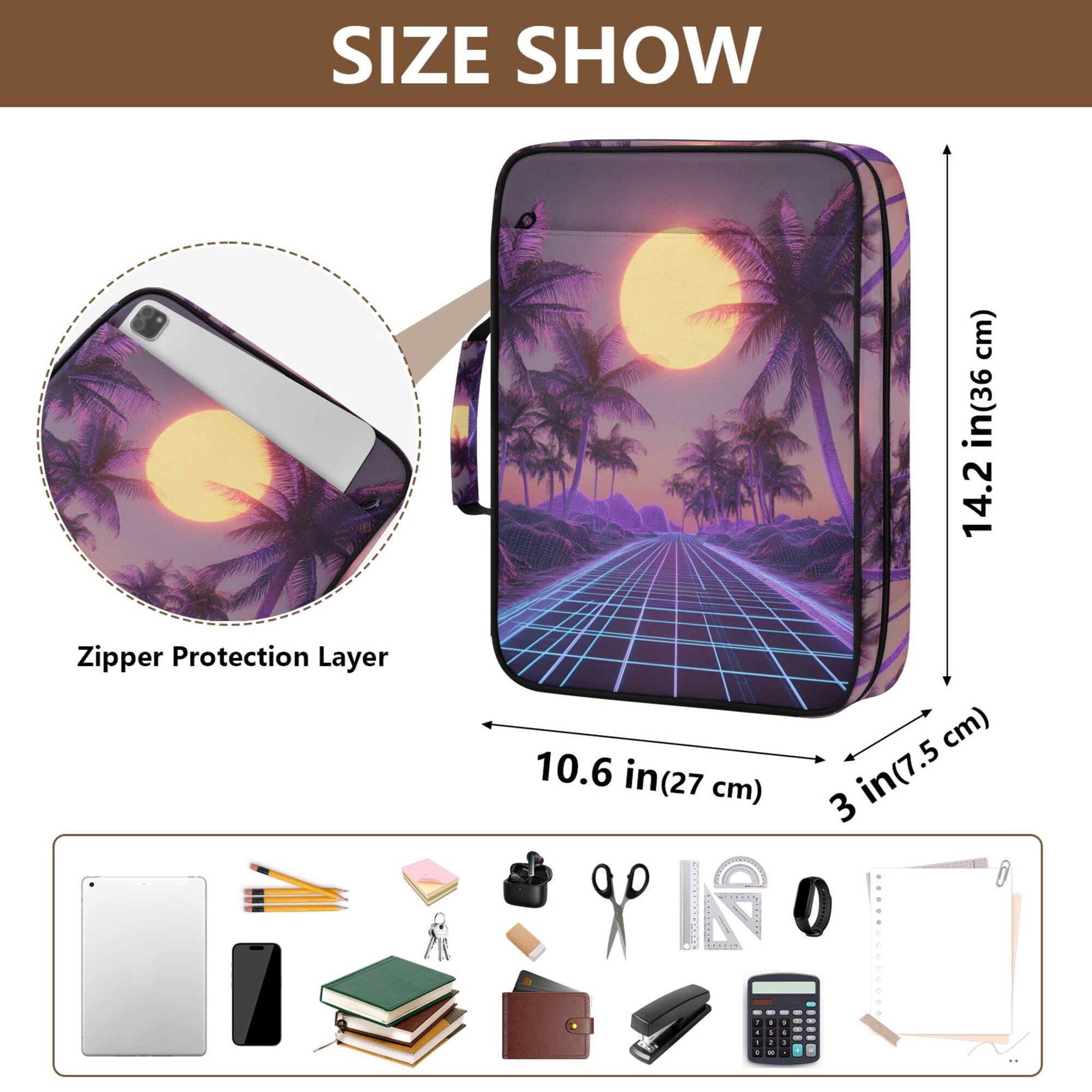 FORMRS Accordion File Folder A4 Size 7-Pocket Expanding Document Organizer Bag with 3 Ring Binder, Night Purple Road