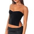 thumbnail image 2 of Top Sin Tirantes De Verano Top corto sin mangas para mujer, corpiño plisado sin espalda, traje de calle superior (negro S) Cgtredaw Para estrenar, 2 of 6