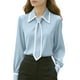 thumbnail image 2 of Ounisa Women's Bow Tie Neck Long Sleeve Buttton Cuff Chiffon Elegant Blouse, 2 of 6