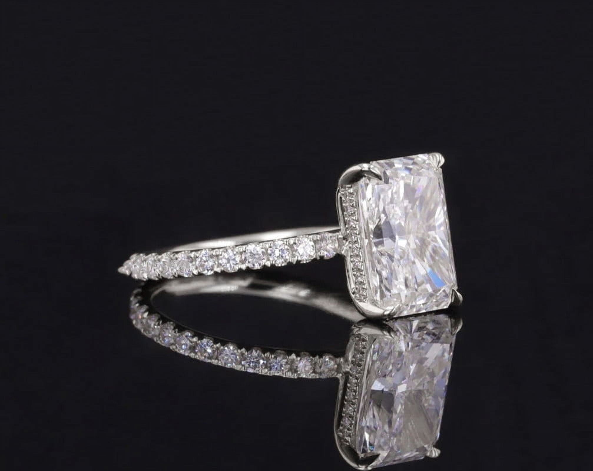 solitaire jewels 3.5CT Radiant Moissanite Hidden Halo Engagement Ring For Women, 14K White Gold