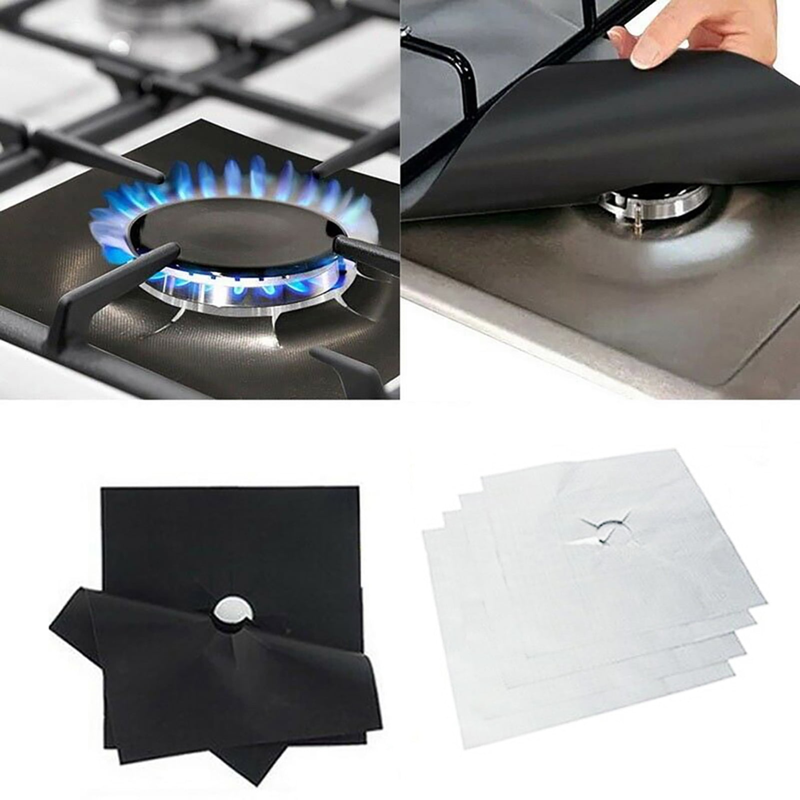 4X/Set Reusable Gas Stove Top Burner Protector Liner Pad Cover Kitchen Cleaning 