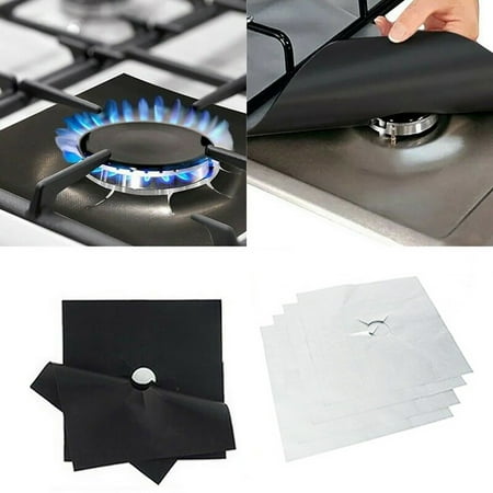 

HYmarket 1/4/6Pcs Gas Stove Covers Reusable Kitchen Tool Square Gas Stove Cover Protective Cleaning Mat for Kitchen
