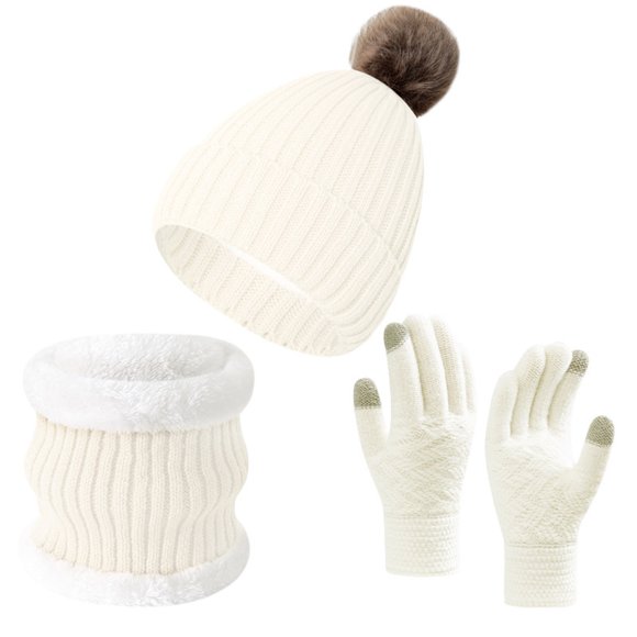 Men's And Women's Knitted Wool Warm And Velvet Padded Winter Scarf Gloves Hat Scarf Scarf Gloves Hat Women