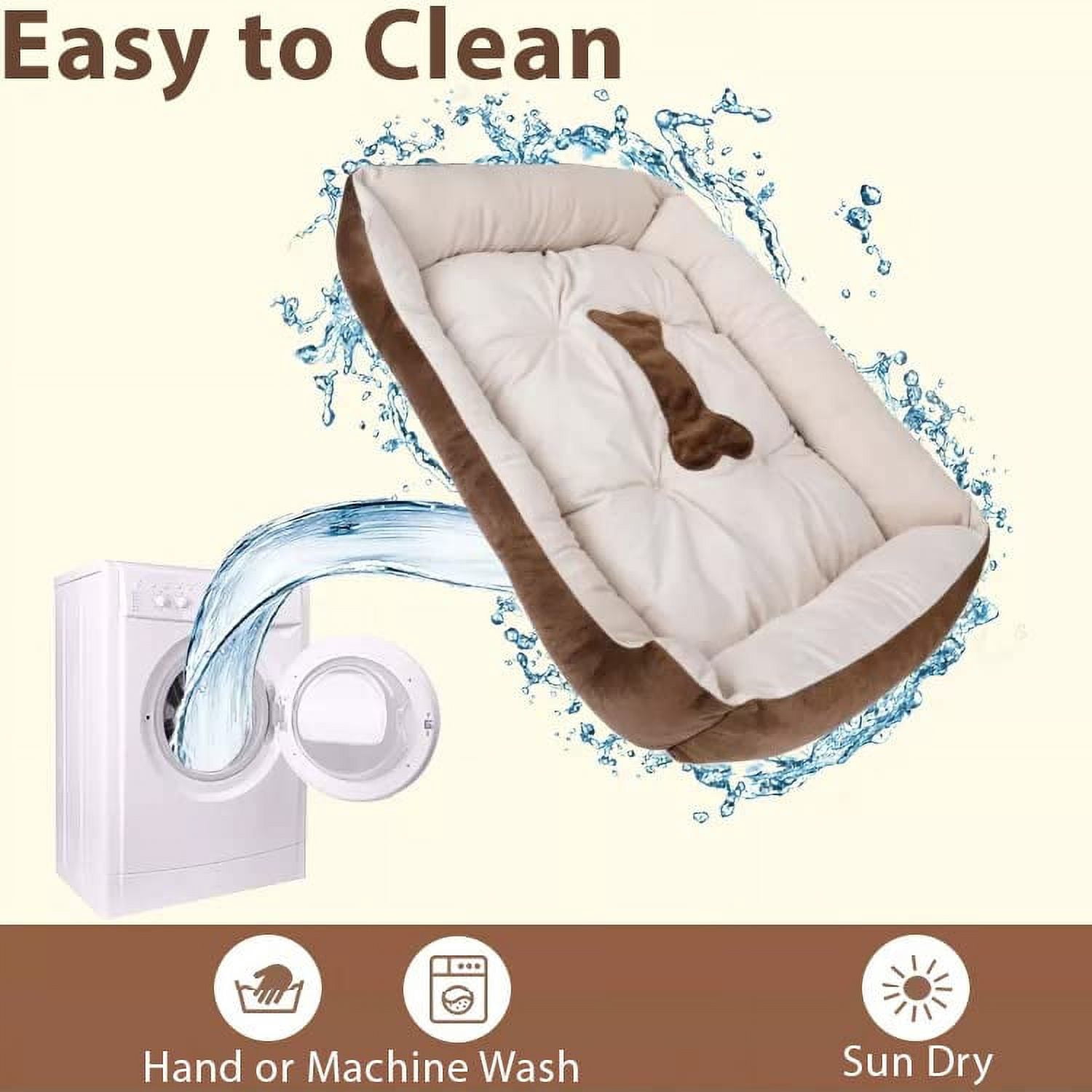 Large 31"×24" Luxury Pet Bed for Dogs or Cats - Super Soft, Machine Washable, Waterproof Non-Slip Underside, Low Front Wall for Easy Entering & Exiting
