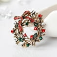 thumbnail image 4 of 2Pcs Enamel Bow Crystal Flower Brooch Christmas Wreath Brooch Pin Colorful Christmas Rhinestone Wreath Brooches(Golden), 4 of 7