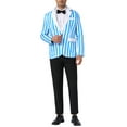 thumbnail image 2 of INSPIRE CHIC Striped Blazer for Men's Single Breasted Contrast Color Business Suit Jacket L Blue White, 2 of 5