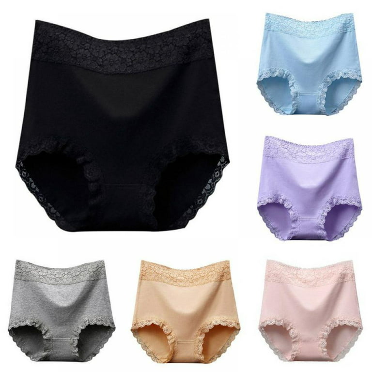 Women's High Waist Pure Cotton Underwear Women's 100% Cotton Crotch  Antibacterial Breathable Tummy Control Plus