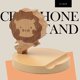 thumbnail image 2 of Cell Phone Tablet Wooden Stand Dock Holder Cradle Mount Organizer Charger Station Table Desk Room Office School Kitchen Non-Slip Wood (Lion), 2 of 5