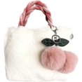 thumbnail image 1 of CHAO Bolso de mano para mujer con cadena - Bolso de hombro de felpa suave Lindo bolso cruzado y colgante de cereza para niñas y mujeres, 1 of 5