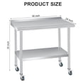 thumbnail image 2 of EastVita 36x24 Inches Stainless Steel Prep Work Table with Backsplash and 4 Caster Wheels Commercial Heavy Duty Kitchen Worktable Adjustable Under Shelf for Restaurant Business Home Outdoor Use, 2 of 6