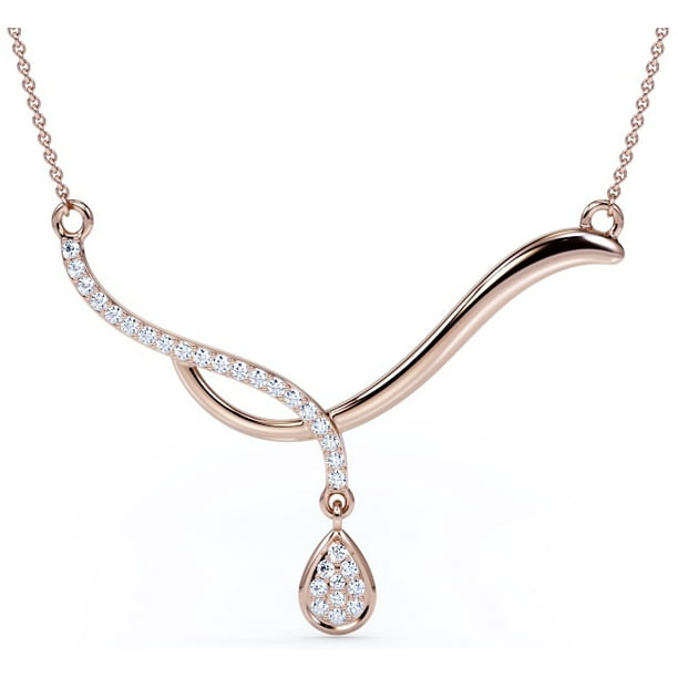 Jeenmata Simple Diamond Pendant Necklace Natural Gift For Women 10k Rose Gold Com - Simple Diamond Necklace Pendant Gold