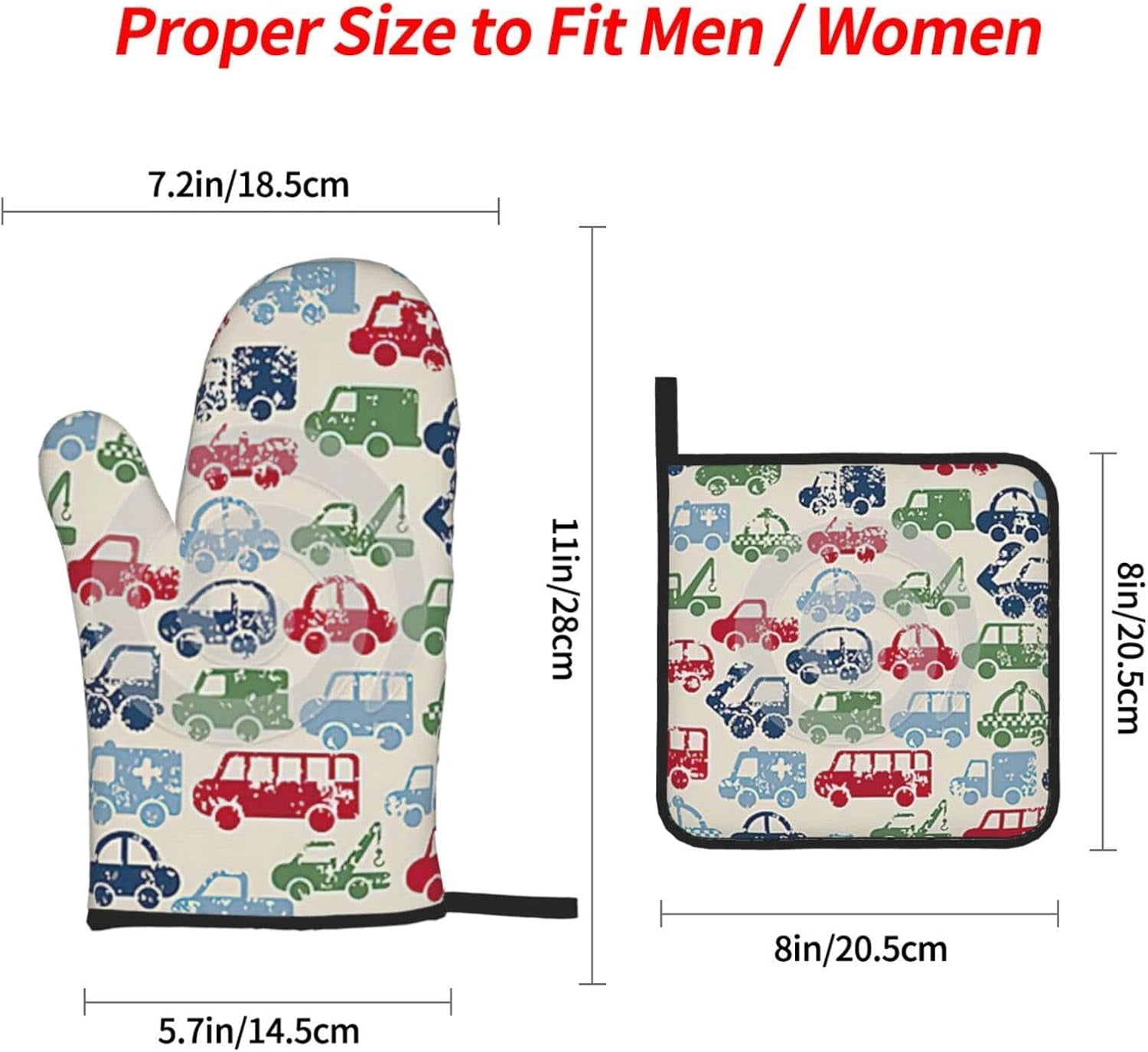 car. Oven Mitts and Pot Holders Sets for Kitchen 4 Pcs 7"X11" Heat Resistant Baking Cooking