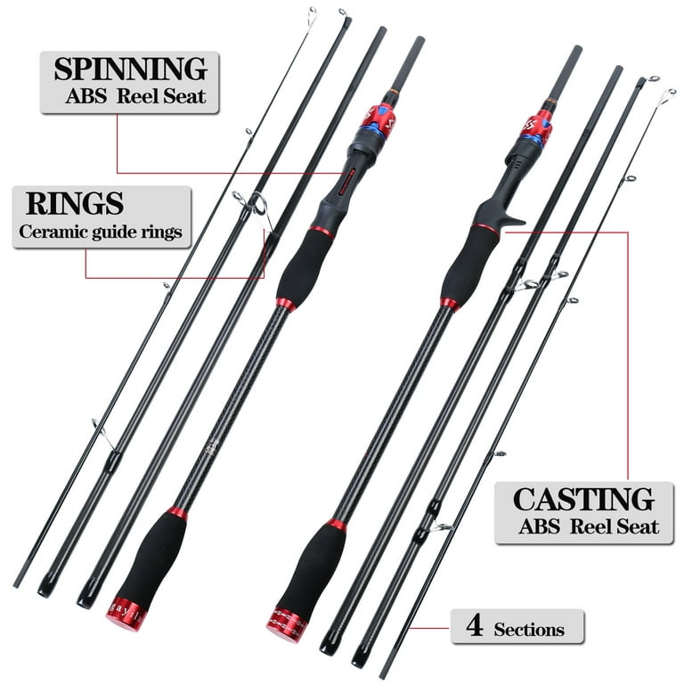 Sougayilang Fishing Rod Spinning Casting Carbon Fiber Ultralight Portable  Lure Fishing Pole 