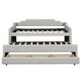 thumbnail image 6 of BARONAGE Twin Size Upholstered Daybed, Daybed with Three Drawers and Trundle, Beige, 6 of 19