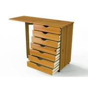 Adeptus Original Roll Cart, Solid Wood, 7 Drawer Gate Leg Roll Cart Desk, Extra Wide Drawers