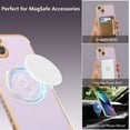 thumbnail image 5 of Magnetic Case for iPhone 14 Case 6.1 inch [Compatible with MagSafe] Cute Plating Love Hearts Pattern Case with Camera Protection,Soft Shockproof TPU Bumper Cover for Women Girls,Light Purple, 5 of 12