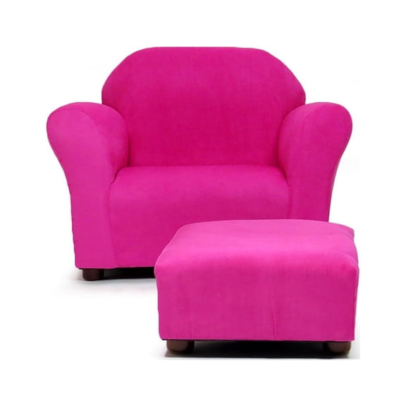 Keet Roundy Children's Chair Microsuede Hot Pink with ottoman