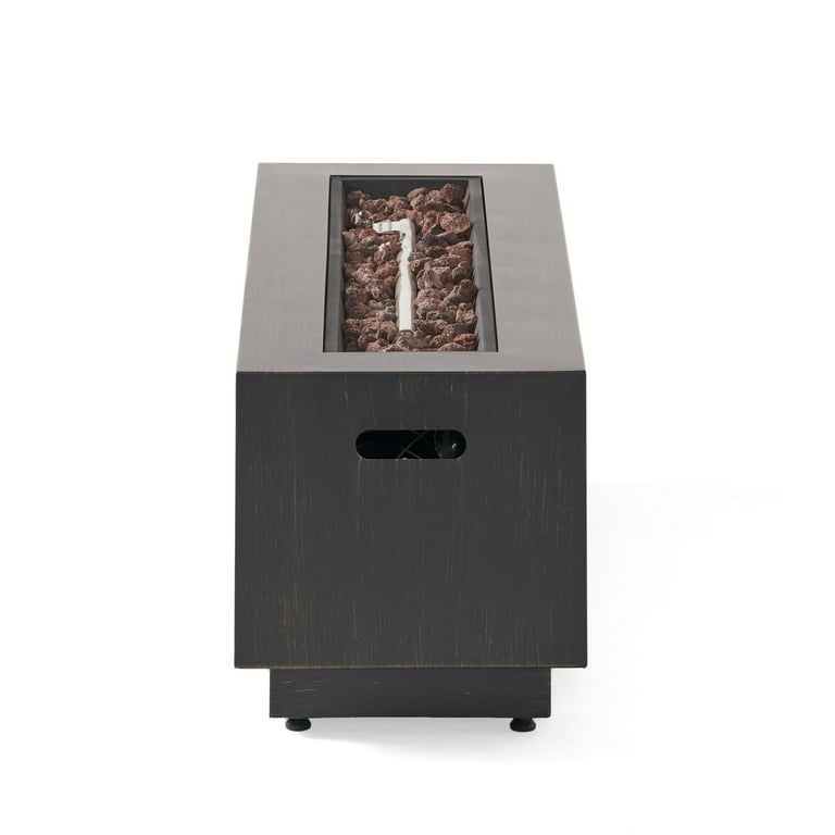 Reign Outdoor Rectangular Fire Pit with Tank Holder, Brushed Brown Reign Outdoor Rectangular Fire Pit with Tank Holder, Brushed Brown