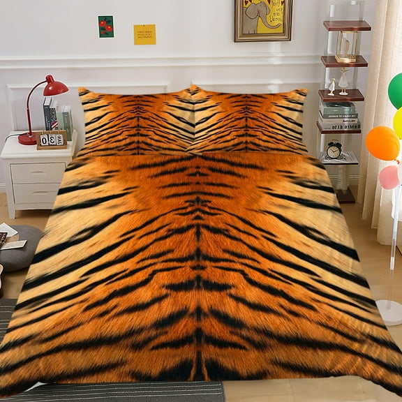 YJHDM Tiger Pattern Bedding Set 3D Wild Style Down Duvet Cover Pillowcase 2/3pcs for Twin/Full Bed