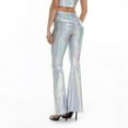 thumbnail image 4 of VSSSJ Women's Nightclub Style Flared Pants Regular Fit Shiny Solid Color High Waist Straight Wide Leg Pants Fashion Micro Stretch Personality Pants White XXL, 4 of 4