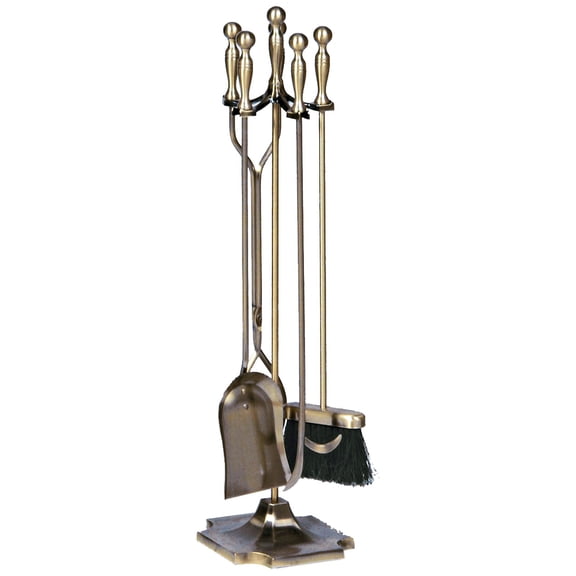 Uniflame 5 Piece Antique Brass Fireset