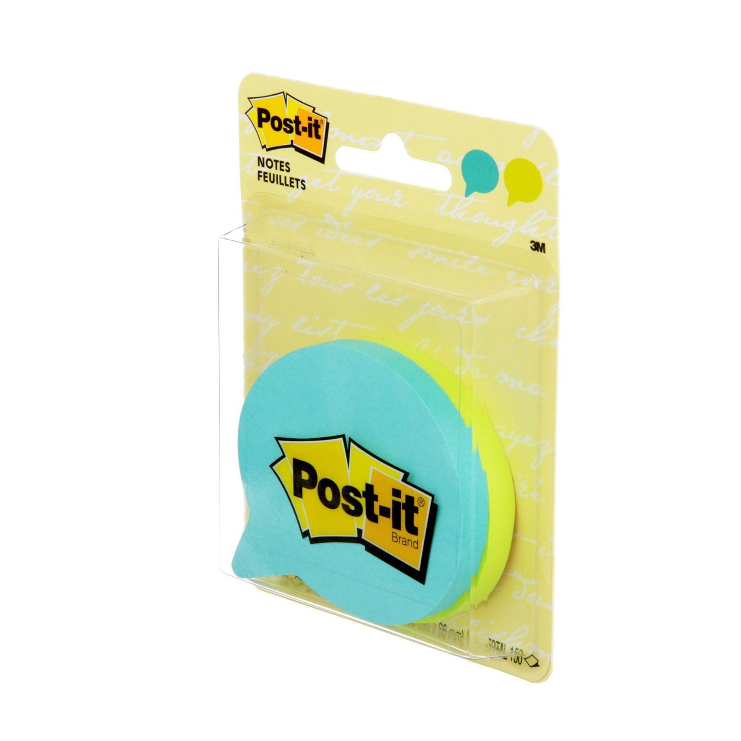 Post-it® Notes, 7350-BLB, thought bubble-shaped, light blue, green, 2.6 in x 2.6 in (66 mm x 66 mm), 2 per pack
