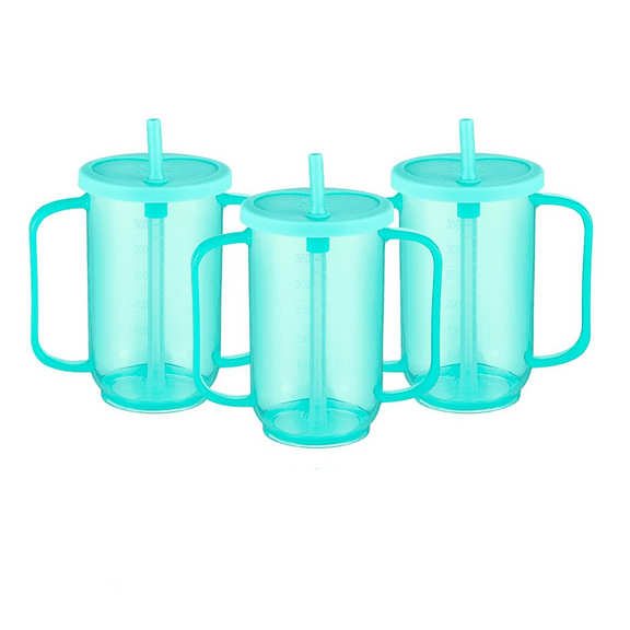 3 Pcs Adult Sippy Cups for Elderly, 12 Oz Plastic Spill Proof Cups for Adults Hospital Disabled Dysphagia Patients