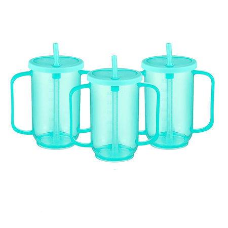 3 Pcs Adult Sippy Cups for Elderly 12 Oz Plastic Spill Proof Cups for Adults Hospital Disabled Dysphagia Patients