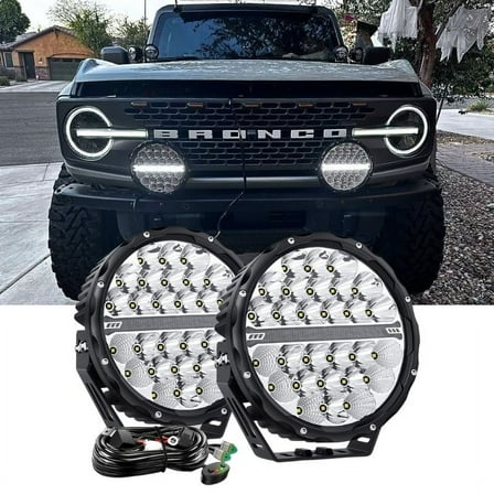 Nilight 9inch Round Offroad Led Driving Lights with DRL 2Pcs 140W 15560LM IP68 Spot Flood Combo Work Light with 12AWG DT Connector Wiring Harness Kit for 4x4 Jeep Truck ATV UTV SUV
