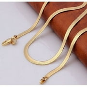 LVOTIONPL 18k Yellow Gold Filled Thick Herringbone Flat Chain Unisex