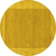 thumbnail image 1 of Ahgly Company Machine Washable Indoor Round Abstract Yellow Contemporary Area Rugs, 7' Round, 1 of 4