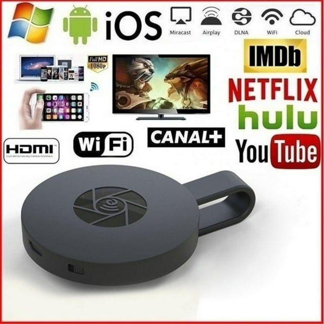 WiFi Wireless Display Dongle for Wireless HDMI Adapter Portable TV Receiver Airplay Dongle Mirroring Screen from Phone to Big Screen Miracast Support 720P