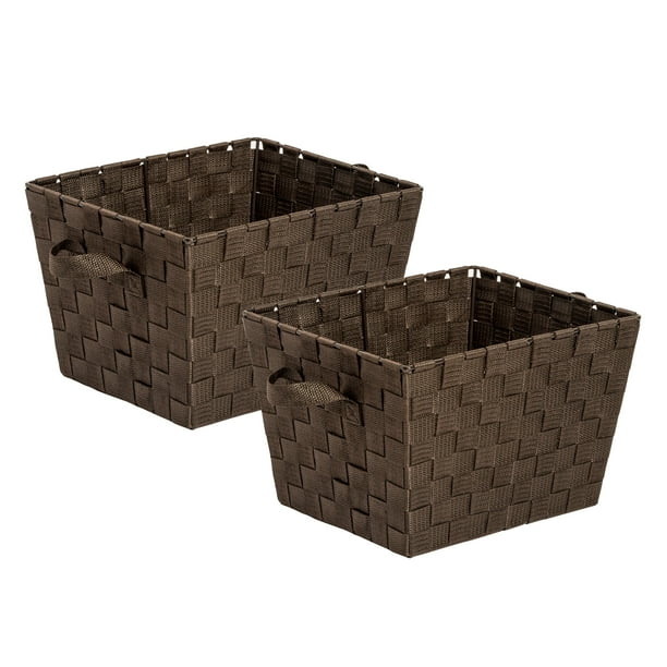 Set of 2 Woven Bins Espresso