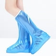 thumbnail image 7 of Blue Portable Lengthen Shoes Cover Zippered Boots Protectors Waterproof Shoe Protectors Elastic Band Overshoes for Outdoor Rainy Day Adult - L, 7 of 7