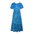 thumbnail image 7 of Penkiiy Women's Summer Casual Short Sleeve Crewneck Shiny Print Dress Casual Flowy Tiered Maxi Beach Dress With Pockets 2XL Light Blue, 7 of 7