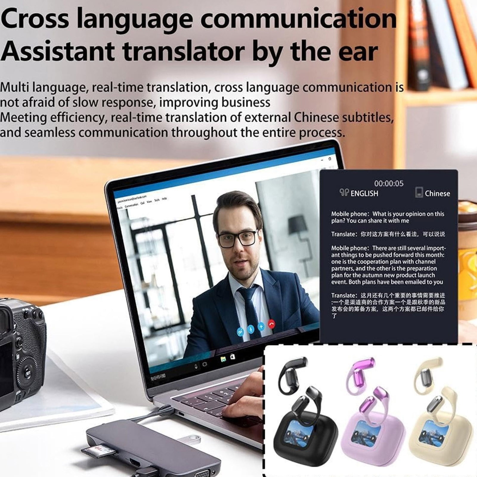 FYTPOV Translation Earbuds, LCD Screen Ear Buds, 144 Languages Translation Earbuds Real Time, Wireless Bluetooth Ear Buds for Travel Business Office, Gifts for Men