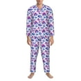 thumbnail image 3 of Naloa crystal Skull record lips Men’s Pajamas Set - Long Sleeve Button Down Sleep Shirt and Pajama Bottoms Sleepwear Set-Medium, 3 of 7