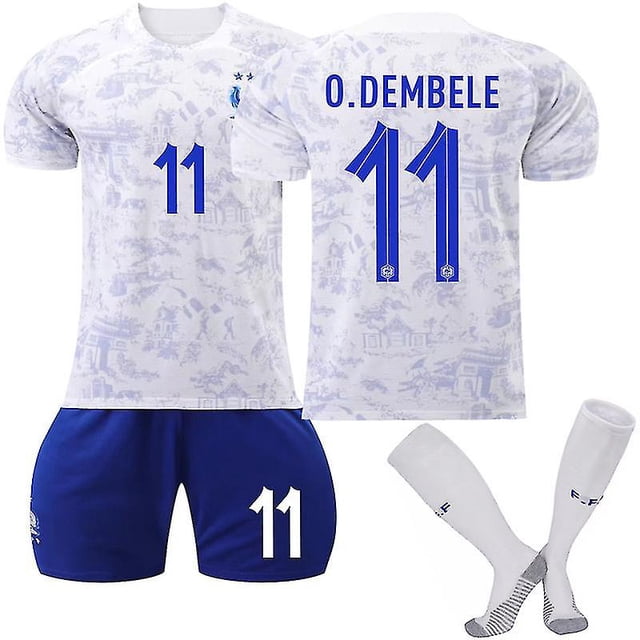 XS (160-165 CM) Camiseta de visitante de Francia 2022/23 Copa del mundo O.dembele # 11 Camiseta de fútbol Camiseta Pantalones cortos Conjuntos de fútbol Conjuntos de 3 piezas para niños adultos esquí esquí Gafas de esquí