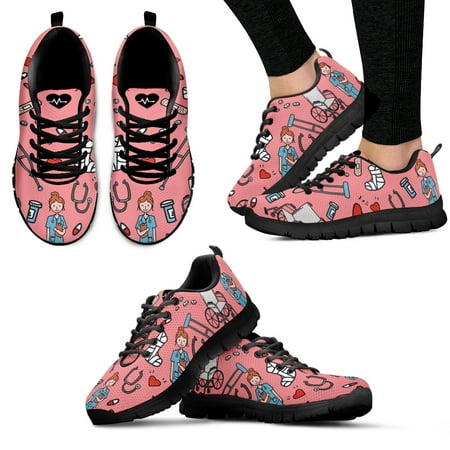 

Spring Leisure Sneakers for Ladies Orthopedic Nurse Pattern Flats Lace Up Shoes Comfortable Air Mesh Footwear Zapato